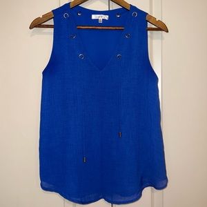 🌴3/$20 Norah Sleeveless V-neck Top with Tie Cobalt Blue